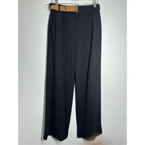Comma, Black Straight Leg Viscose Blend Women’s Pants Trousers Belted Size 8 EUC